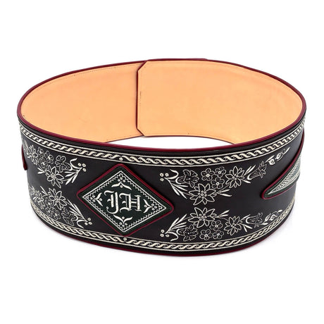 Federkiel-Fatsche mit Initialen JH, Marienmonogramm & IHS