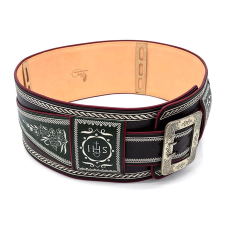 Federkiel-Fatsche mit Initialen JH, Marienmonogramm & IHS