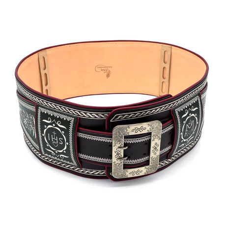 Federkiel-Fatsche mit Initialen JH, Marienmonogramm & IHS