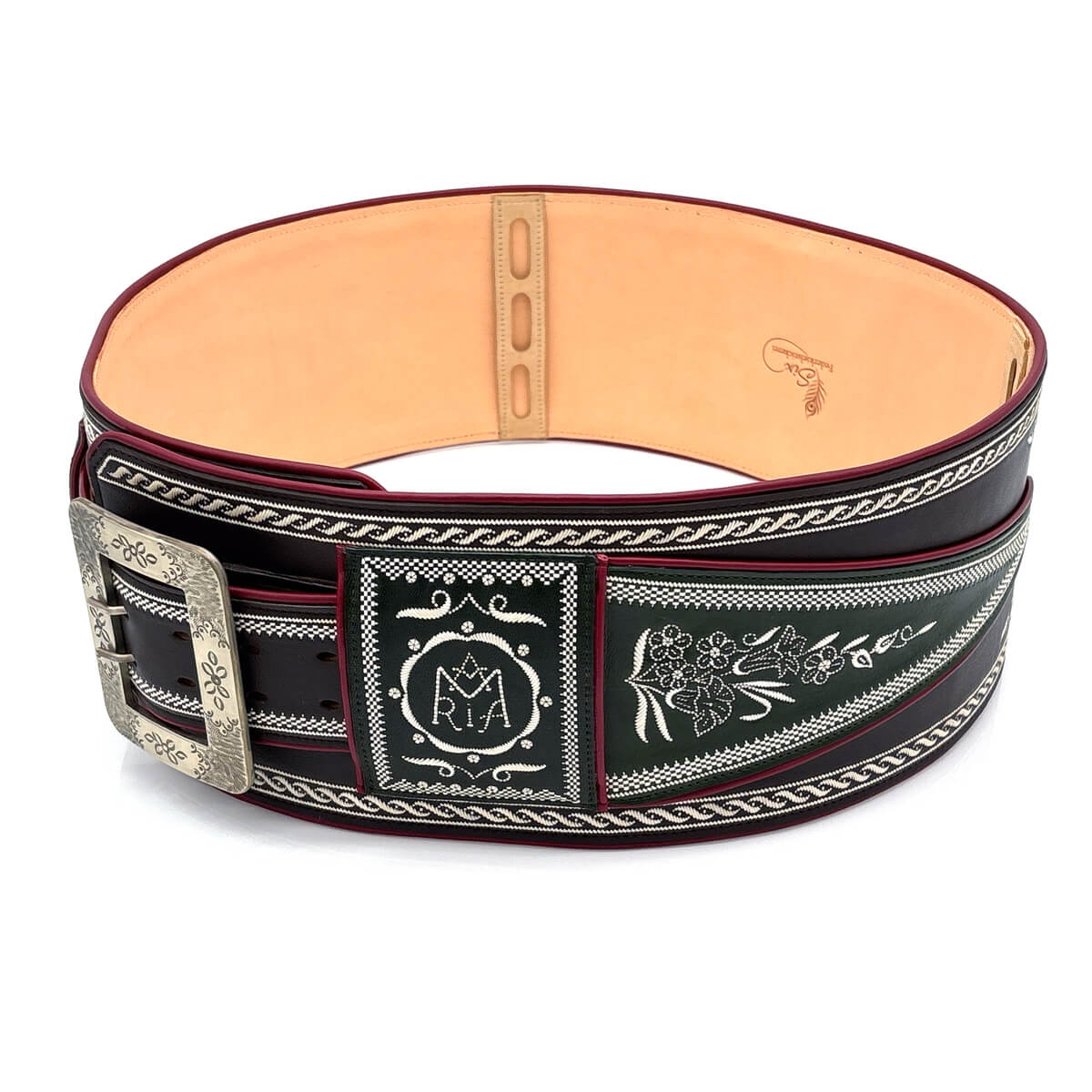 Federkiel-Fatsche mit Initialen JH, Marienmonogramm & IHS