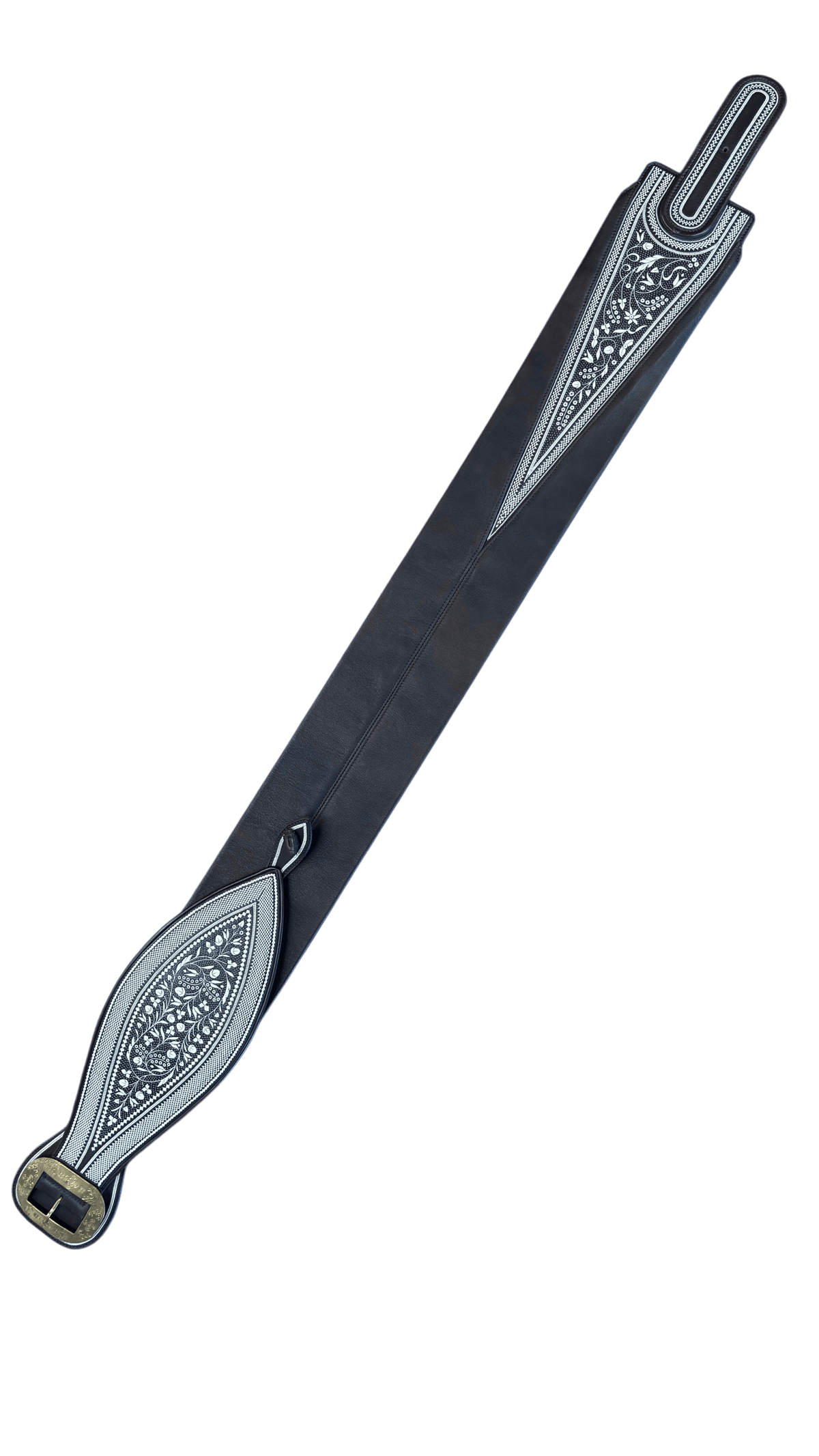 Mondseer Schifferl als Bauchgurt und Bauchranzen zur Lederhose mit echtem Federkiel von Hand bestickt.