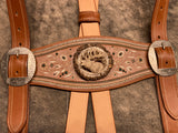 Handgefertigte Hosenträger mit Hirschhornrosette