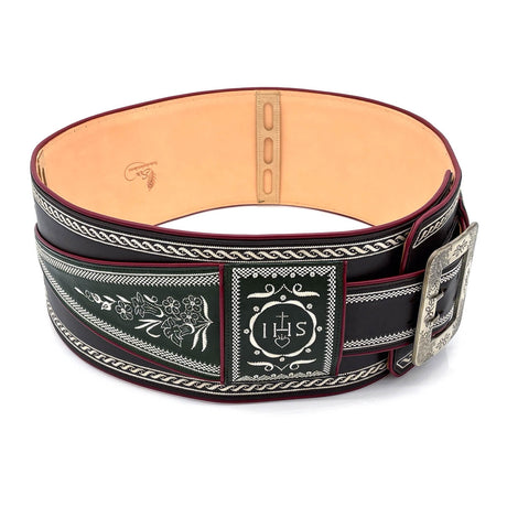 Federkiel-Fatsche mit Initialen JH, Marienmonogramm & IHS