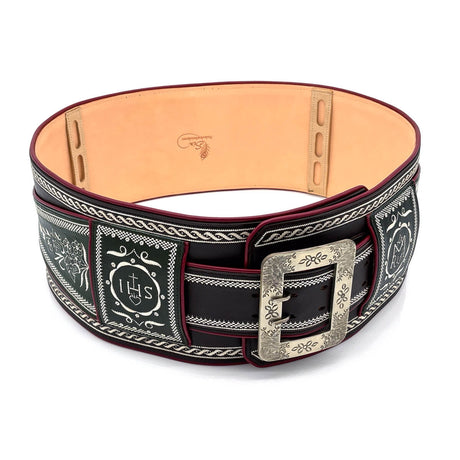 Federkiel-Fatsche mit Initialen JH, Marienmonogramm & IHS