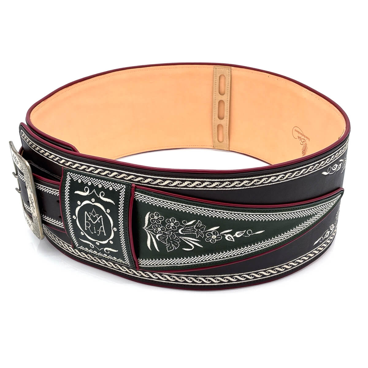 Federkiel-Fatsche mit Initialen JH, Marienmonogramm & IHS