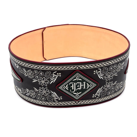 Federkiel-Fatsche mit Initialen JH, Marienmonogramm & IHS