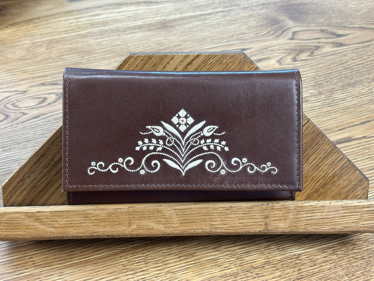 Handgefertigte Damen-Geldtasche mit Blumenmotiv